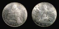 1961 AD., Austria, 40th anniversary Burgenland commemorative, Vienna / Wien mint, 25 Schilling, KM 2891.