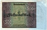 1922 AD., Germany, Weimar Republic, Reichsbank, Berlin, 2nd issue, 500 Mark, Pick 73. EÂ·1565743 Reverse 