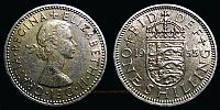 1955 AD., United Kingdom, Elizabeth II, Royal Mint, 1 Shilling, KM 904. 