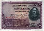1928 AD., Spain, 2nd Republic, Madrid, Banco de España, 50 Pesetas, World Paper Money P-75b, A 9.207.757 Obverse. 