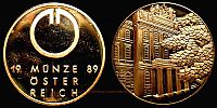 1989 AD., Austria, Austrian Mint Proof Set Token, Vienna (Wien) mint.