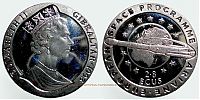 1993 AD., Gibraltar, Elizabeth II, European Space Program Ariane commemorative, Pobjoy mint, 2,8 Ecus, KM 630. 