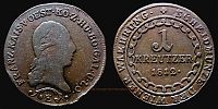 1812 AD., Austro-Hungarian empire, Hapsburg monarchy, Francis I (II), Alba Iulia / Karlsburg / Gyulafehérvár mint (Hungary), 1 Kreutzer, KM 2112. 