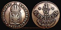 1816-1852 AD., Austria, Francis I, Vienna mint, 1/2 Kreuzer, KM 2110. 