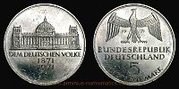 1971 AD., Germany, Federal Republic, 100th anniversary of the foundation of the 2nd German Empire commemorative, Karlsruhe mint, 5 Deutsche Mark, KM 128. 