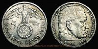 1939 AD., Germany, Third Reich, Vienna mint, 5 Reichsmark, KM 94. 