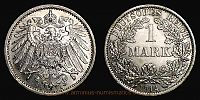 1914 AD., 2nd German empire, Wilhelm II, Berlin mint, 1 Mark, KM 14. 