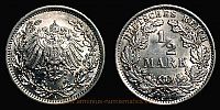 1917 AD., Germany, 2nd Empire, Wilhelm II, Berlin mint, Â½ Mark, KM 17. 