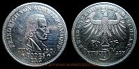 1955 AD., Germany, Federal Republic, 150th anniversary of the death of Friedrich von Schiller commemorative, Stuttgart mint, 5 Mark, KM 114. 