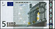 European Union, European Central Bank, Pick 1u. 5 Euro, 2002 AD. Printer: Banque de France, France, L016D2-U12416****** Obverse 