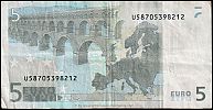 European Union, European Central Bank, Pick 8u.1. 5 Euro, 2009 AD. Printer: Banque de France, France, L027H6-U587053***** Reverse 