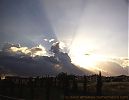 Sun rays and clouds at evening in Lazio, somewhere between Lago Albano and Rome