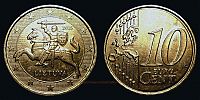 Lithuania, 2015 AD., 2nd Republic, Lithuanian Mint, 10 Euro Cent, KM 208.