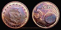 2004 AD., Luxembourg, Grand Duke Henri, Utrecht mint, (Netherlands), 5 Euro Cent, KM 77. 
