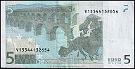 European Union, European Central Bank, Pick 8v.1. 5 Euro, 2009 AD. Printer: FÃ¡brica Nacional de Moneda y Timbre, Spain, M012A2-V15544132654 Reverse 