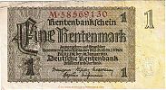 1937 AD., Germany, Third Reich, Deutsche Rentenbank, Berlin, 1 Rentenmark, Pick 173b.1. MÂ·58569130 Obverse 