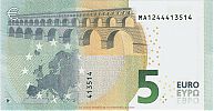 European Union, European Central Bank, Pick 20m. 5 Euro, 2013 AD. Printer: Valora S.A., Carregado, Portugal, M004E2-MA1244413514 Reverse