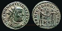 295-299 AD., Maximianus Herculius, Cyzicus mint, radiate Ã† fraction, RIC 15b. 