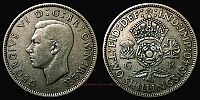 1940 AD., United Kingdom, George VI, Royal mint London, 2 Shillings, KM 855. 