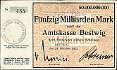 1923 AD., Germany, Weimar Republic, Bestwig (Amt), Notgeld, currency issue, 50 000 000 000 Mark, Keller 386b var. 455 Obverse