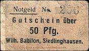 1914-1920 AD., Germany, 2nd Empire or Weimar Republic, Siedlinghausen (Wilhelm Babilon), Notgeld, currency issue, 50 Pfennig, VA_2360_50Pf. 266 Obverse