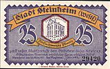 1921 AD., Germany, Weimar Republic, Steinheim (Westfalen) (town), Notgeld, collector series issue, 25 Pfennig, Grabowski/Mehl 1263.1-1/3. 29420 Obverse