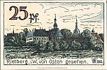 1921 AD., Germany, Weimar Republic, Rietberg (town), Notgeld, collector series issue, 25 Pfennig, Grabowski/Mehl 1123.1-1/5. Reverse