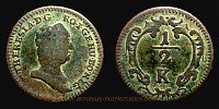 1760 AD., German States, Austria, Habsburg monarchy, Maria Theresa, Vienna / Wien mint, Â½ Kreutzer, KM 1985. 