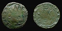 1474-1504 AD. and later (Felipe II), Spain, Castilia and Leon, Fernando V. and Isabella, Toledo mint, 2 MaravedÃ­s, unclear overstrike on CayÃ³n 2346.