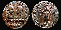 Markianopolis in Moesia Inferior, 217-218 AD., Macrinus and Diadumenian, 5 Assaria, cf. Pick 770-73.