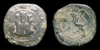 1580 AD., Spain, Felipe II., La CoruÃ±a mint, 2 Maravedis, CayÃ³n 3143.