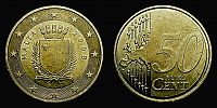 Malta, 2008 AD., Republic, Paris mint (France), 50 Euro Cent, KM 130.