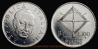 1974 AD., Italy, Centennial of Guglielmo Marconi commemorative, Rome mint, 100 Lire, KM 102.