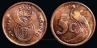 South Africa, 2003 AD., Republic, South African mint, 5 Cents, KM 324. 