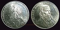 1983 AD., Poland, socialist People's Republic, Ignacy Lukasiewicz commemorative, Warsaw mint, 50 ZÅ‚otych, KM Y 146.