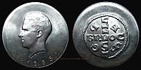 1965 AD., Belgium, Baudouin I, Silver medal commemorating the millennium of coinage in Brussels since 965 AD., engraver: C. v. Dionant, Brussels mint.