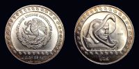 Mexico, 1992 AD., Bullion coinage, Pre-Columbian - Azteca Series, Mexico city mint, 25 Pesos, KM 554.