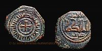 1151 AD., Italy, Crusader States, Normans of Sicily, Roger II as king, Messina mint, Mezzo Follaro, Spahr 80.