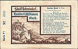 1923 AD., Germany, Weimar Republic, Vohwinkel (town), Notgeld, currency issue, 100.000.000 Mark, Keller 5358b.2. F1 4751 Reverse 