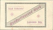 1923 AD., Germany, Weimar Republic, Vohwinkel (town), Notgeld, currency issue, 100.000 Mark, Keller 5358a.1. C1 22099 Reverse 