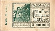 1923 AD., Germany, Weimar Republic, Vohwinkel (town), Notgeld, currency issue, 5.000.000 Mark, Keller 5358a.7. B4 65085 Reverse 