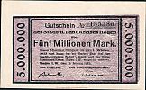 1923 AD., Germany, Weimar Republic, Hagen, Stadt und Landkreis, Notgeld, 5.000.000 Mark, Keller 2039c. 135380 Obverse 