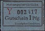 1918-1920 AD., Germany, Weimar Republic, Köln, Hohenzollernbrücke, Eisenbahn-Direktion, Notgeld, currency issue, 1 Pfennig, Tieste 3565.040.40.25. Y 002417 Obverse 