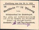 1918 AD., Germany, 2nd Empire - Weimar Republic, Konstadt, town, Notgeld, currency issue, 14 Pfennig, Tieste 3665.05.21.2.B.x. 4102 Obverse 