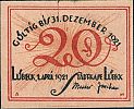 1921 AD., Germany, Weimar Republic, Lübeck (Stadtkasse), Notgeld, collector series issue, 20 Pfennig, Grabowski/Mehl 831.1a-4/5. Obverse 