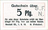 1918 AD., Germany, Weimar Republic, Neustadt O.S. (S. Fränkel), Notgeld, currency issue, 5 Pfennig, Tieste 4960.10.45.1. Obverse 