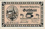 1920 AD., Germany, Weimar Republic, Ruhpolding (municipality), Notgeld, currency issue, 5 Pfennig, Tieste 6305.05.01. 29352 Obverse 