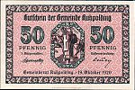 1920 AD., Germany, Weimar Republic, Ruhpolding (municipality), Notgeld, currency issue, 50 Pfennig, Tieste 6305.05.04. 14175 Obverse 