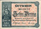 1917 AD., Germany, 2nd Empire, Rüdesheim (Rheingaukreis), Notgeld, currency issue, 10 Pfennig, Grabowski R28.1a. 64623 Obverse 