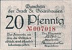 1920 AD., Germany, Weimar Republic, Sankt Goarshausen (town), Notgeld, currency issue, 20 Pfennig, Grabowski S13.1b. 007018 Obverse 